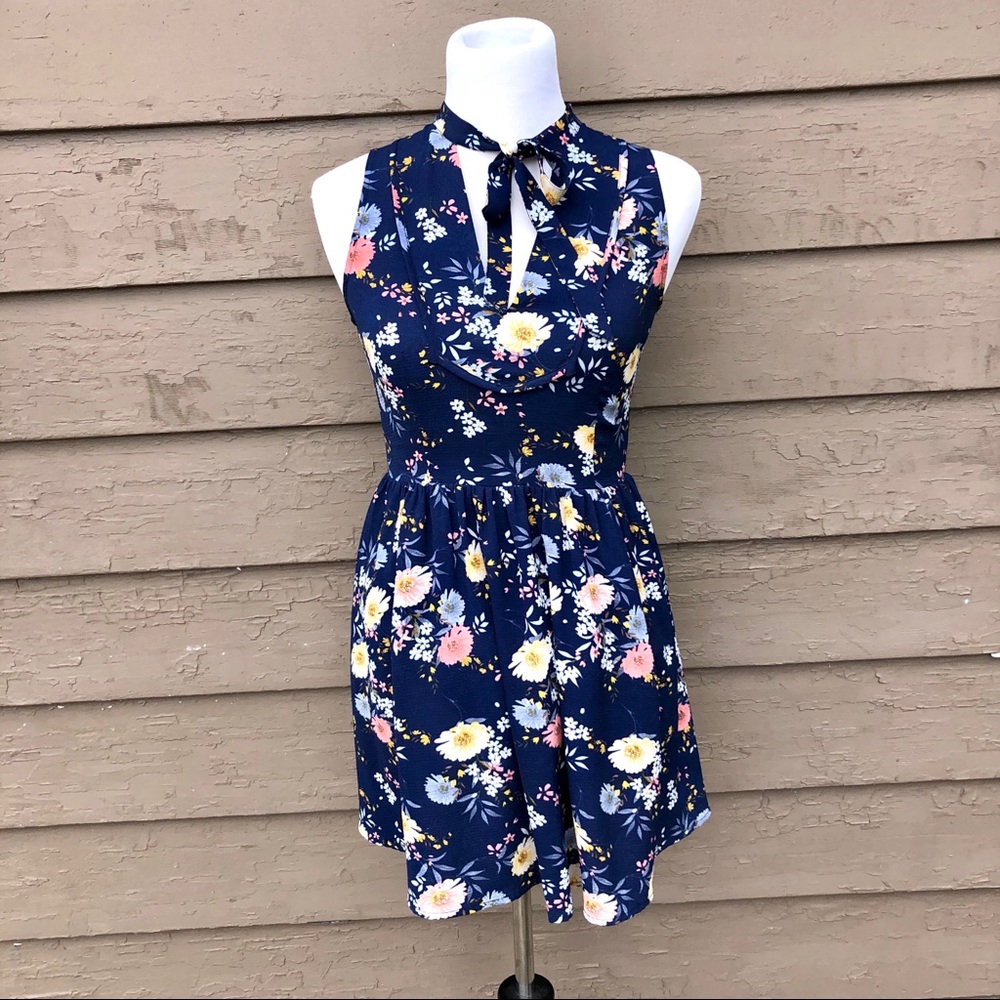 Renamed floral front tie fit and flare dress!